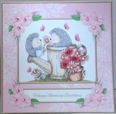 Happy Blooming Birthday - Cute Hedgehogs Topper by Hazel Underwood