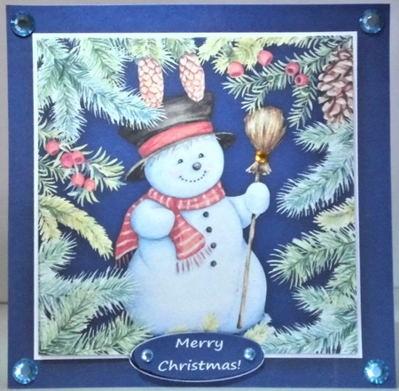 Christmas Snowman 6 X 6 Card Topper & Assorted Greetings by Hazel Underwood