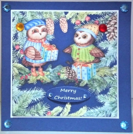 Christmas Owls 6 X 6 Card Topper & Assorted Greetings by Hazel Underwood