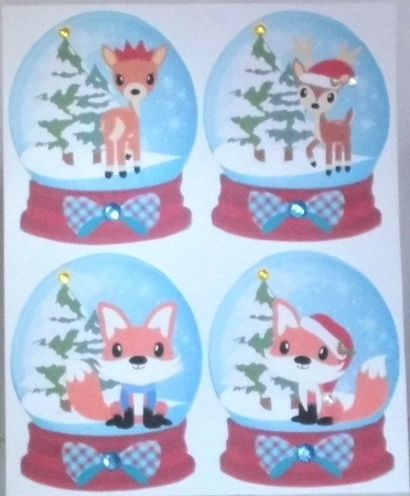 4 Christmas woodland snowglobe toppers 1 by Hazel Underwood