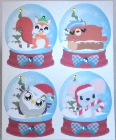 4 Christmas woodland snowglobe toppers 2 by Hazel Underwood