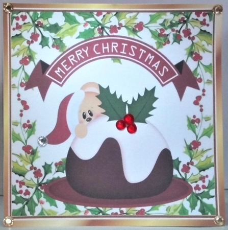 4 Peek a boo teddies with christmas pudding card fronts 8x8  Minn kit by Hazel Underwood