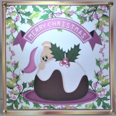  4 Peek a boo teddies with christmas pudding card fronts 8x8  Minn kit by Hazel Underwood