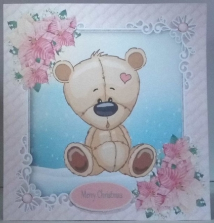 Gorgeous Bear In Pink Christmas Frame 8x8 by Hazel Underwood