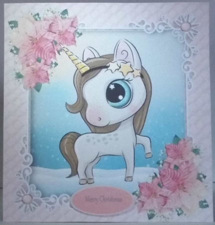 Gorgeous Unicorn In Pink Christmas Frame 8x8 by Hazel Underwood