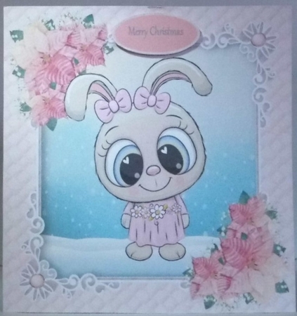 Gorgeous Bunny In Pink Christmas Frame 8x8 by Hazel Underwood