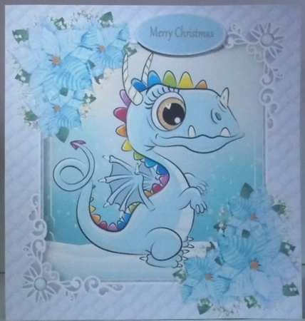 Gorgeous Dragon In Blue Christmas Frame 8x8 by Hazel Underwood