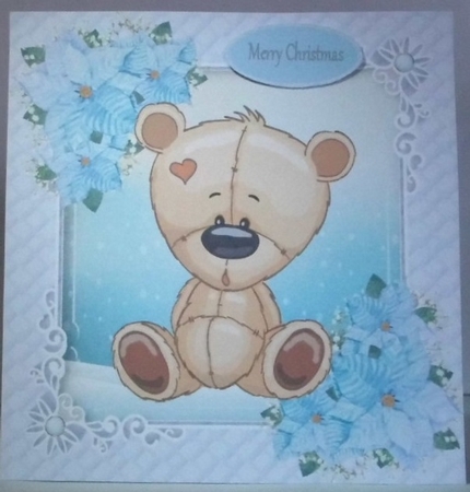 Gorgeous Bear In Blue Christmas Frame 8x8 by Hazel Underwood
