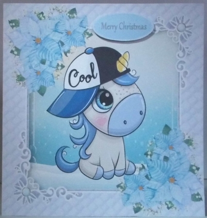 Gorgeous Unicorn In Blue Christmas Frame 8x8 by Hazel Underwood