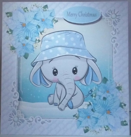 Gorgeous Elephant In Blue Christmas Frame 8x8 by Hazel Underwood