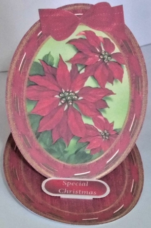Christmas Red Poinsettia Oval Easel Card Mini Kit by Hazel Underwood