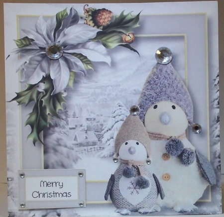 Warm Grey Christmas - Penguins 8x8 by Hazel Underwood
