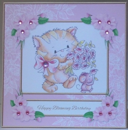 Happy Blooming Birthday - Cute Kitty Topper by Hazel Underwood
