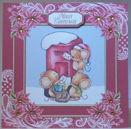 Cute little mice mailing letters to Santa (Red) by Hazel Underwood