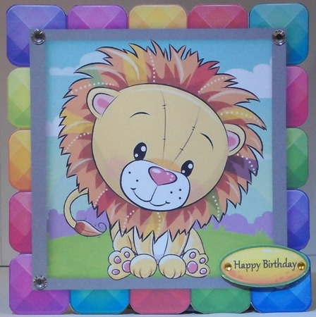 Cool Lion In Rainbow Block Frame 8x8 by Hazel Underwood