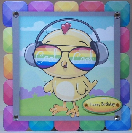 Cool Chick In Rainbow Block Frame 8x8 by Hazel Underwood