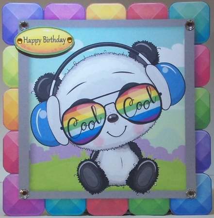 Cool Panda In Rainbow Block Frame 8x8 by Hazel Underwood