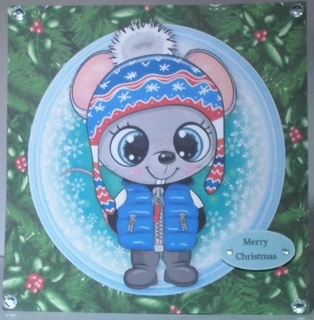 Gorgeous Mouse In Holly Frame 8x8 by Hazel Underwood