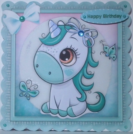 Beautiful Aqua Fantasy Unicorn  by Hazel Underwood