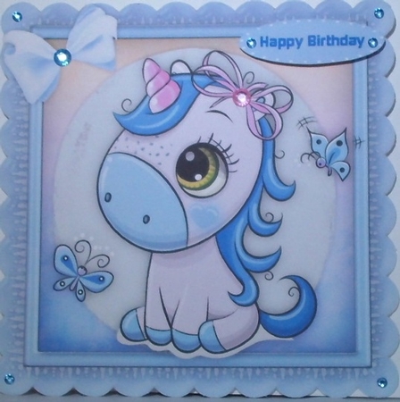 Beautiful Blue Fantasy Unicorn  by Hazel Underwood