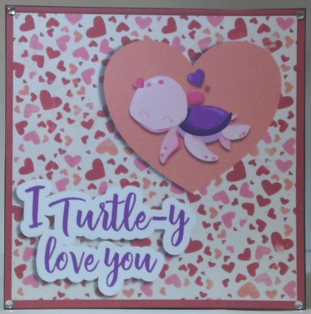 Turtle 7x7 Valentines day quick card Decoupage by Hazel Underwood