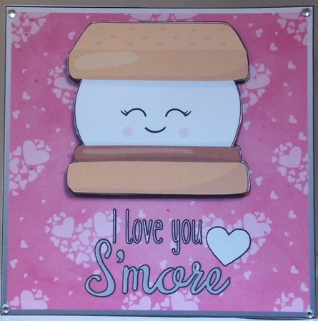 Smore 7x7 Valentines day quick card Decoupage by Hazel Underwood