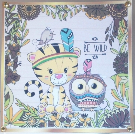 cute animals playing indians in leaf frame 8x8 by Hazel Underwood