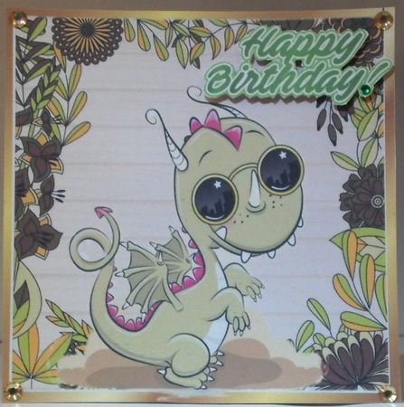 cute funky dragon in leaf frame 8x8 by Hazel Underwood
