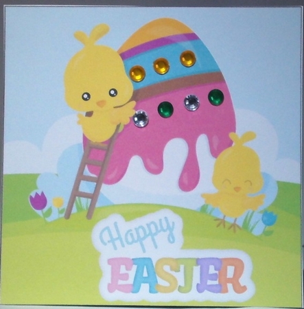 Easter 7x7 quick card 3d decoupage by Hazel Underwood