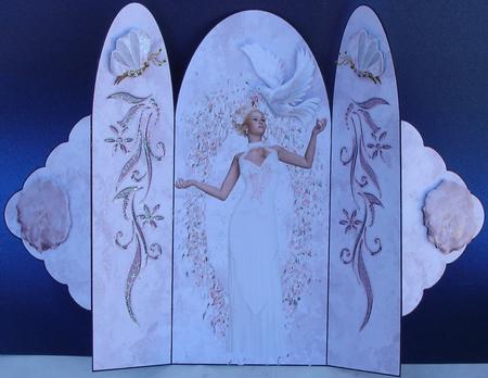Beautiful Lady in White Gown with Dove, Trifold by Heather Beechey