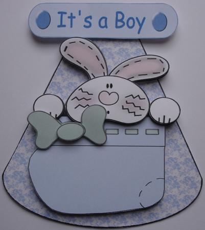 It's a Boy Bunny Boottee Wobble Card by Heather Beechey