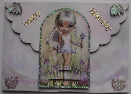 Fairy Lilac - Mock Envelope Pyramid Card by Heather Beechey