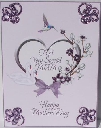 Lavender Heart & Swan - Mothers Day by Heather Beechey
