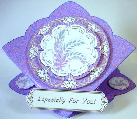 Floral Doily & Leaves on Textured Purple Scallop Diamond by Heather Beechey