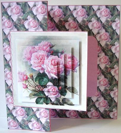 Pink Rose's Fold Back Card by Heather Beechey