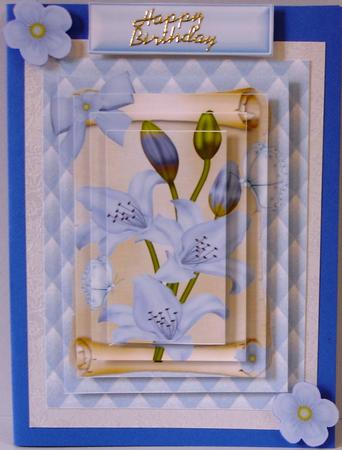 Light Blue Lillies on a Scroll, Pyramids by Heather Beechey