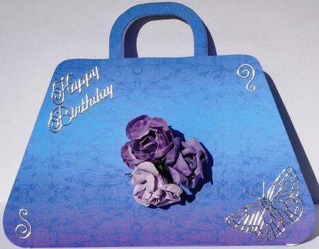 Blue Brocade Handbag Card by Heather Beechey