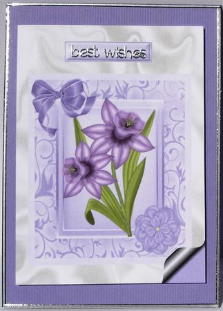 Purple Daffodil on Cream Satin, A4 Topper by Heather Beechey