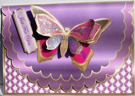 Butterfly Surprise Pink Envelope Card by Heather Beechey