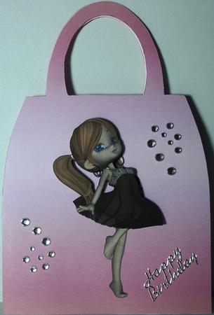Dancing Girl Handbag Card by Heather Beechey