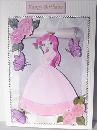 Pretty Princess on a Scroll with Pink Roses by Heather Beechey