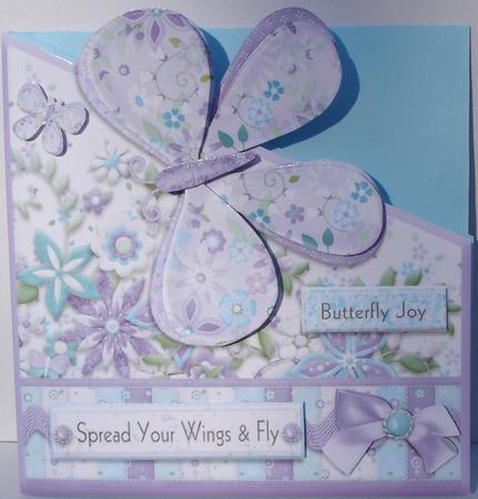 Butterfly Joy Diagonal Over the Edge Card with Decoupage by Heather Beechey