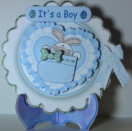 New Baby Boy Bunny Plate by Heather Beechey
