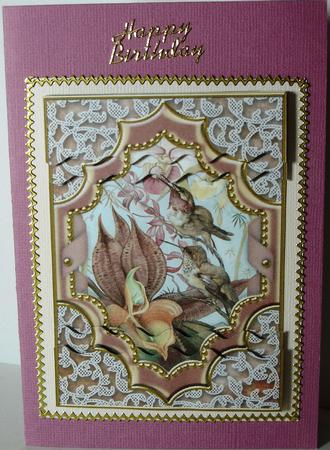 Feeding Birds Ornate Diamond 7x5in Wavy Top Bottom Stacker by Heather Beechey