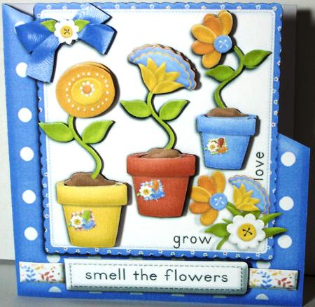 Grow Love Smell the Flowers Cut & Fold Card by Heather Beechey