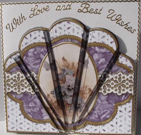 Purple Panises 2 Anglaise Scallop Deco Stacker by Heather Beechey