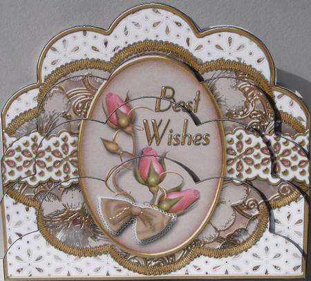 Natural and Pink Rose Best Wishes Scallop Bottom Stacker by Heather Beechey