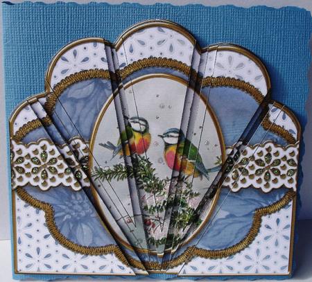 Christmas Blue Tits Anglaise Scallop Deco Stacker by Heather Beechey