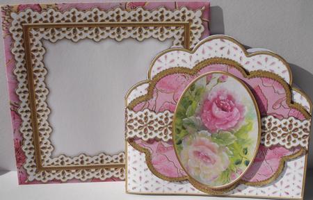 Painted Roses 2 Anglaise Scallop 3D Decoupage Card Kit by Heather Beechey
