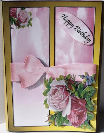 Inside Out Gold Frame Pale Pink Flowers by Heather Beechey